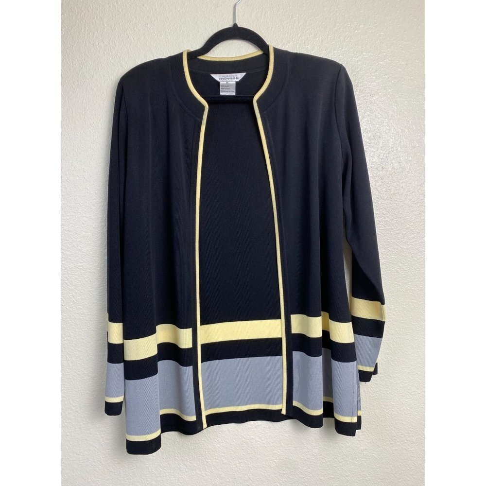 Vintage Exclusive Misook Cardigan Womens size Medium Black Career‎ Office Formal